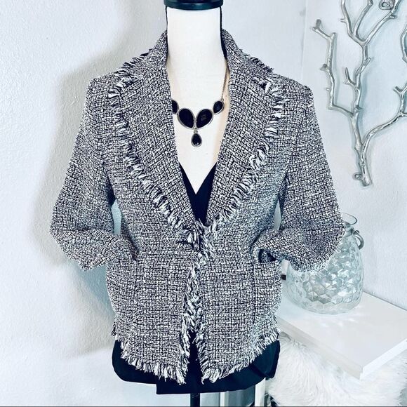 SilkLand Tweed Raw Hinge Blazer Petite - Picture 1 of 10